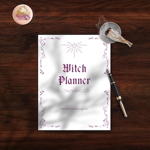 Witchy Planner | Printable Moon Phase & Astrology Planner PDF | Wheel of the Year | Digital Pagan Self Care Journal | Meditation Tracker