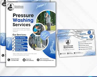 Pressure Washing Flyer and Business Card Template | Cleaning Service Advertisement Kit | Digital Download