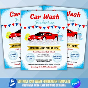 Custom Car Wash Fundraiser Flyer, Editable Car Wash Advertisement, School Church Sports Charity Fundraising Event, Printable Template