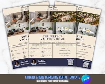 Airbnb Flyer Template | Vacation Rental Marketing Flyer | Editable Canva Vrbo Host Promo | Short Term Rental Ad