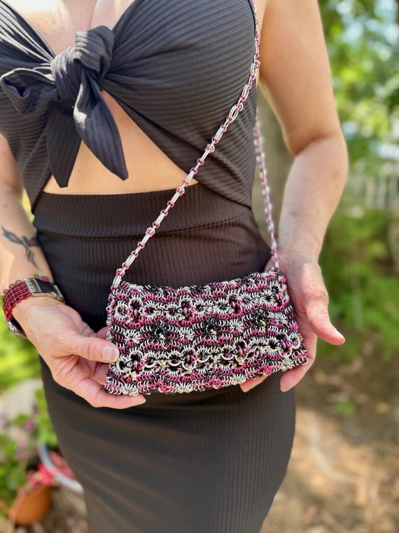 Ash and Bloom Custom Made Metal Ring Handbag – Chainmail Style Purse – Handmade Accessory – Durable & Elegant Gift