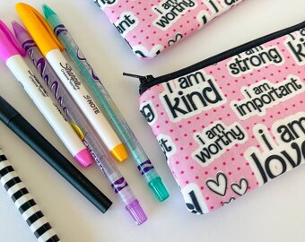 mini pencil pouch -- affirmations