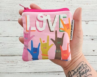 mini pouch -- LOVE in ASL