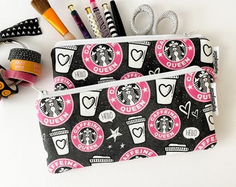 pencil pouch -- caffeine queen