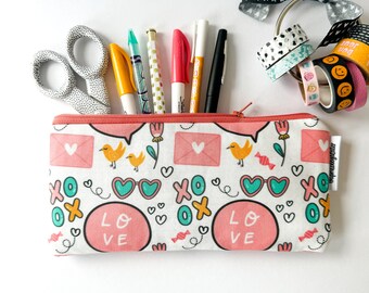 pencil pouch -- valentine conversations