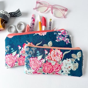 CHOOSE YOUR SIZE pencil pouch -- midnight flora