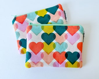 flat pouch -- watercolor hearts