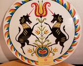 Vintage Unicorn Pennsylvania Dutch Hex Sign Folk Art Peace and Contentment, NOS