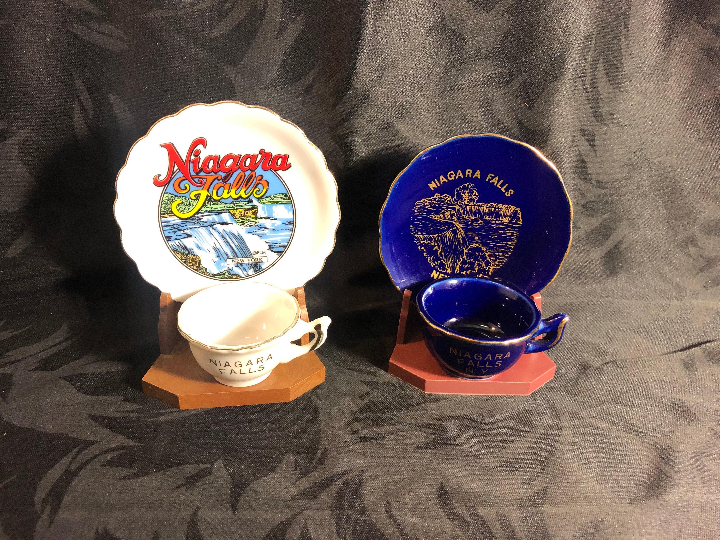 Niagara Falls Tea Cup and Saucer With Display Stand Souvenir Etsy
