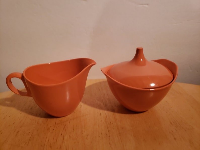 Vintage Orange Sugar and Creamer Set