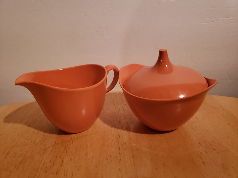 Vintage Orange Sugar and Creamer Set