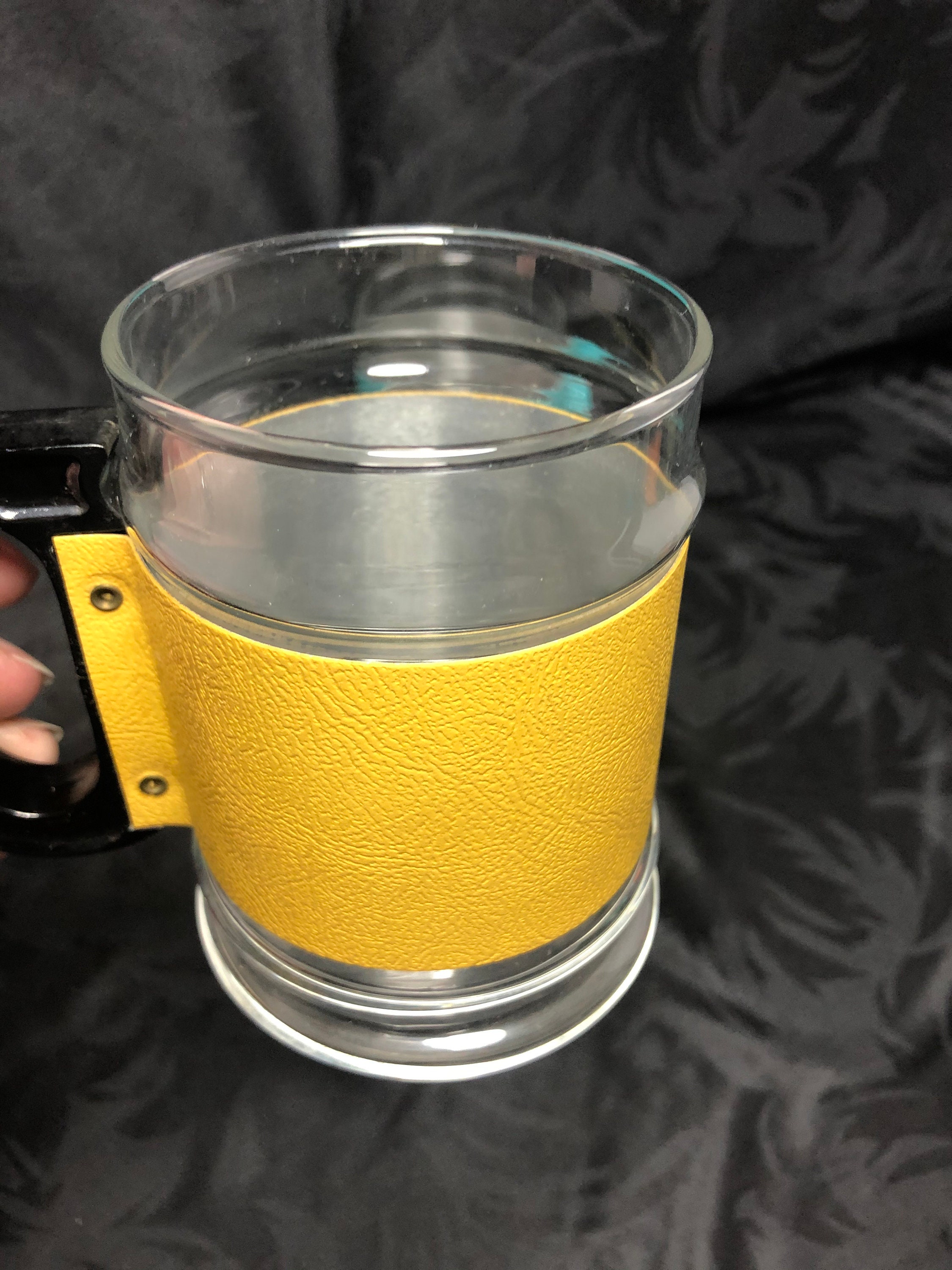 Glass and vinyl Mugs Set of 4 Etsy