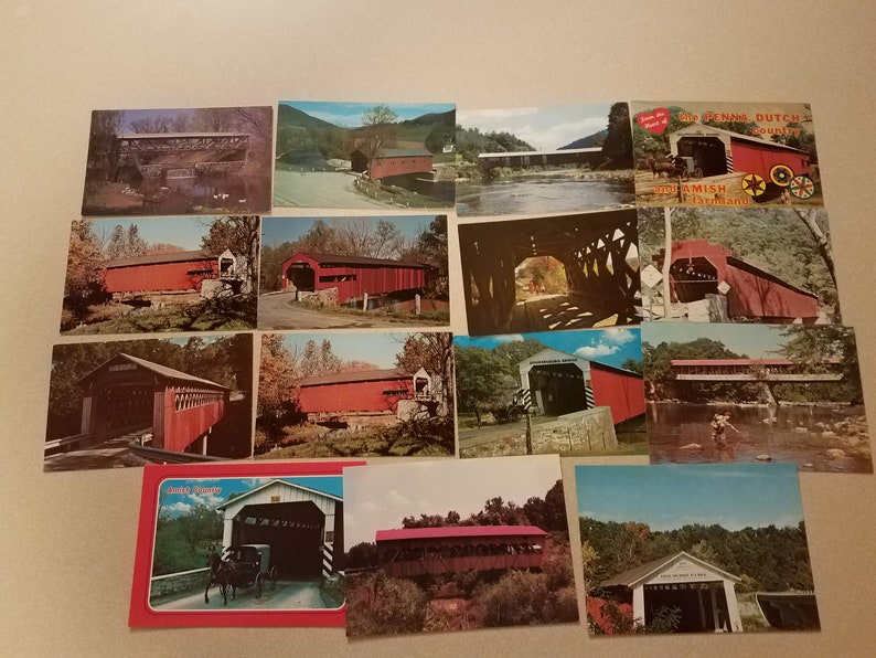 Set of 15 Covered Bridges Postcards