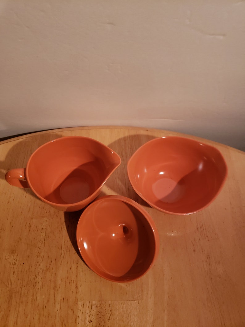 Vintage Orange Sugar and Creamer Set