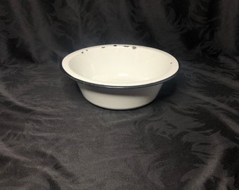 White Speckled Enamelware Bowl