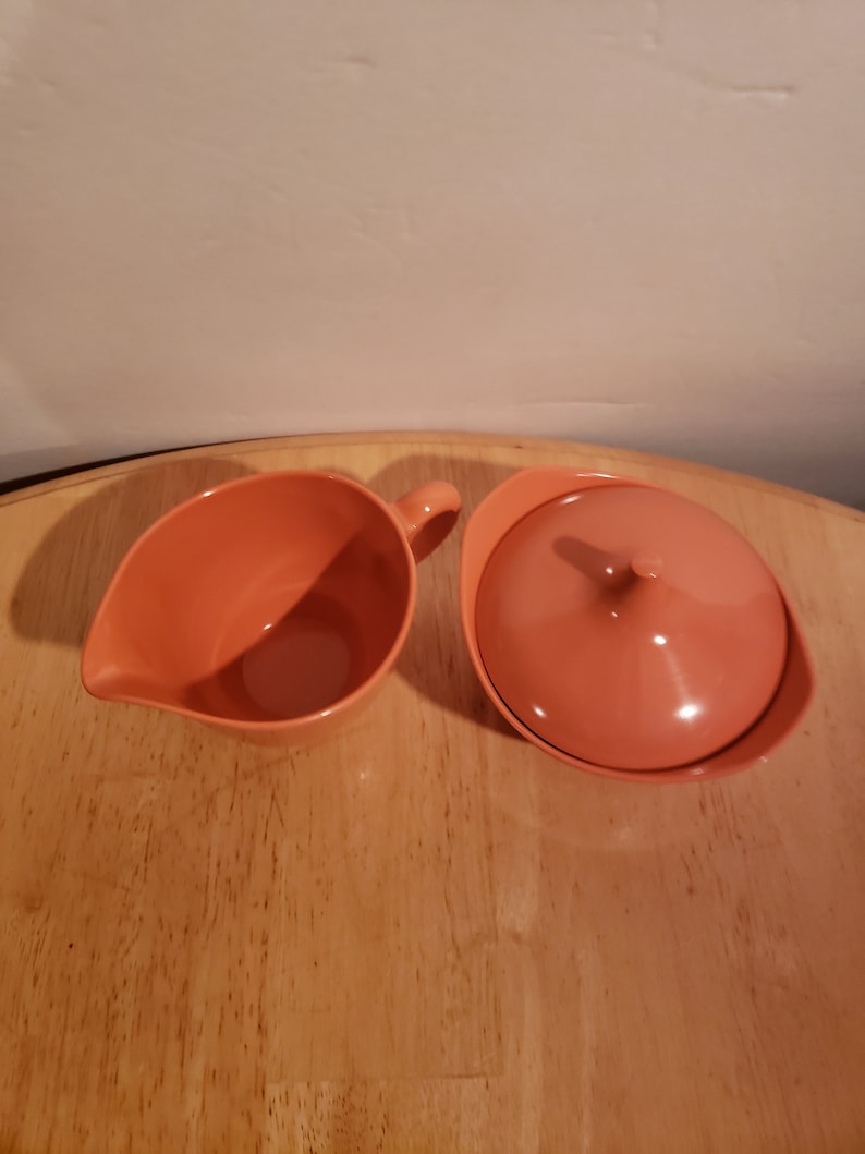 Vintage Orange Sugar and Creamer Set