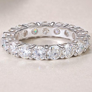 Moissanite Minimalist Statement Ring in 24K Platinum Sterling Silver, Hypoallergenic Vintage Dainty Gift for Her Engagement & Anniversary