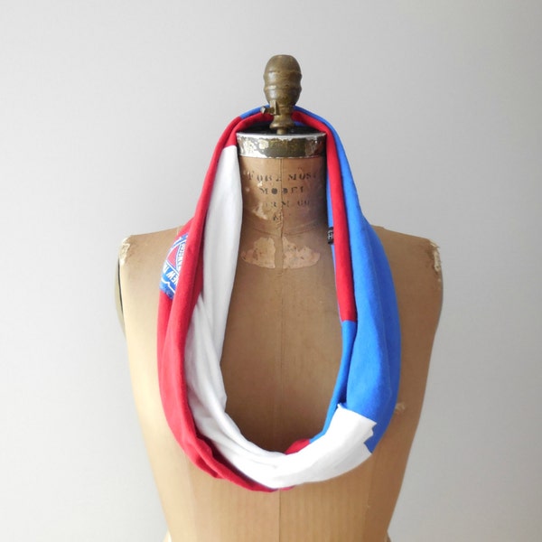 New York Rangers T Shirt Scarf NHL Ice Hockey NY Recycled Tees Cotton Soft Handmade Gift Idea ohzie