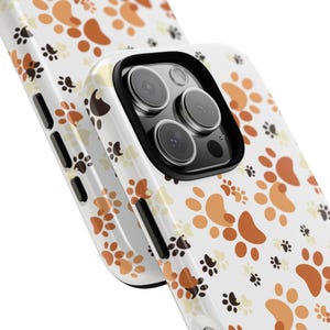Étui pour portable Bingo, empreintes de pattes de chien orange inspiration Bluey, Housse de protection, Coque rigide, Design mignon