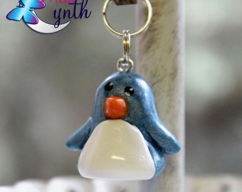 Pearly Blue Polymer  Penguin Charms