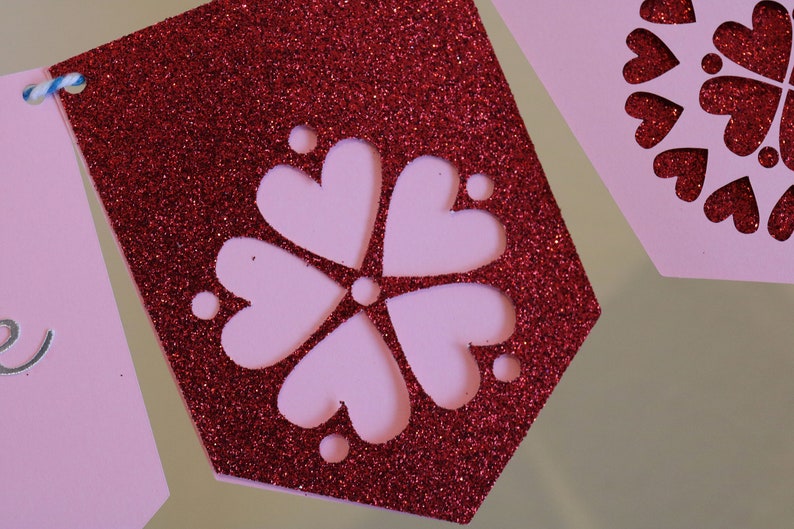 Glittery Red and Pink Love Hearts Banner image 5