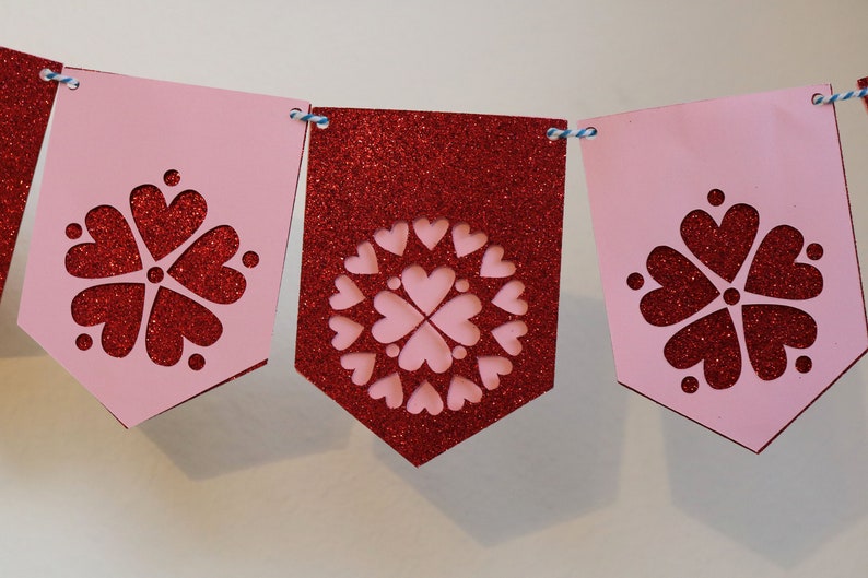 Glittery Red and Pink Love Hearts Banner image 4