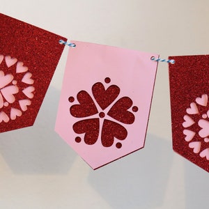 Glittery Red and Pink Love Hearts Banner image 3