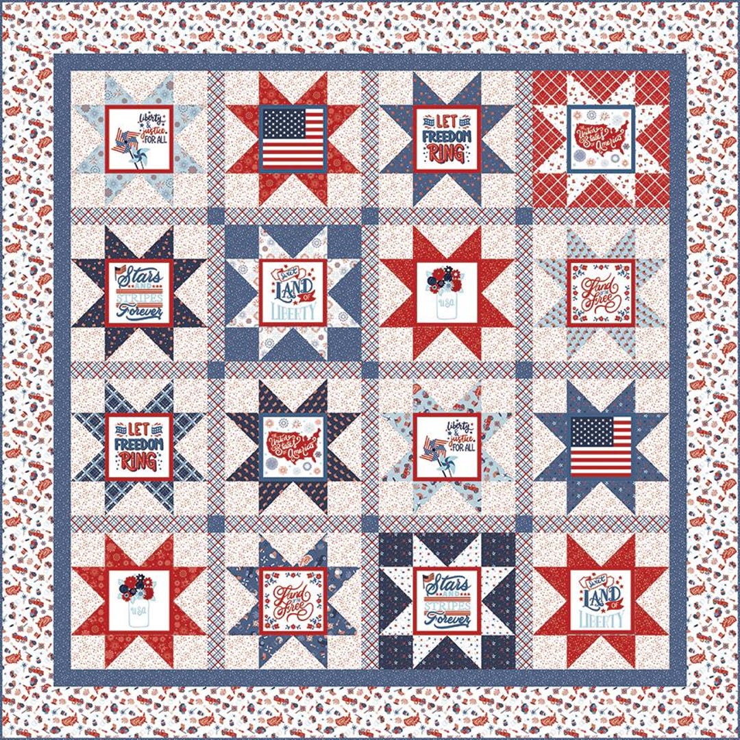 Stars and Stripes Quilt Kit Patriotic Riley Blake Fabric (no Backing ...