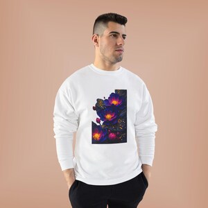 Sudadera ecológica con cuello redondo y estampado floral, regalo unisex, ropa de estar cómoda, estilo diario, moda sostenible