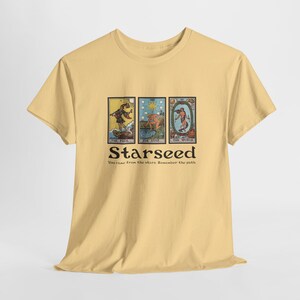 Camiseta de Tarô Starseed | Camiseta gráfica com três cartas | Camiseta Fool Star World | Presente de moda Starseed | Camiseta cósmica unissex