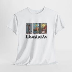 verlicht tarot T-shirt | T-shirt met drie kaarten | Shirt kluizenaar ster zon | Cadeau lichtwerker | Uniseks spiritueel T-shirt
