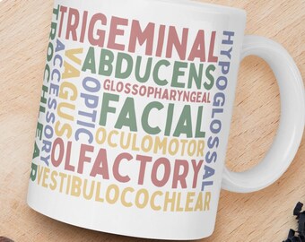 Cranial Nerves Coffee & Latte Mug | Neuroscience and Brain Anatomy Gift | Neurologist, Med Student Study Tea Cup | SLP, Neurology ICU Nurse