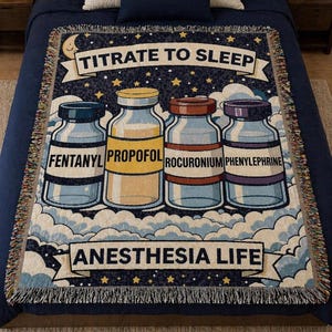 Manta tejida Anesthesia Life / Manta de algodón para anestesiología / Regalo para CRNA, enfermero anestesista / Manta médica para anestesiólogo / Decoración para médicos