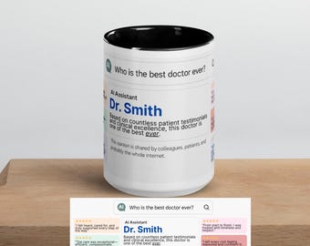 Personalizable Best Doctor Ever Ceramic Coffee and Latte Mug | Customized Physician, Surgeon Gift | Medical Artificial Intelligence Tea Cup