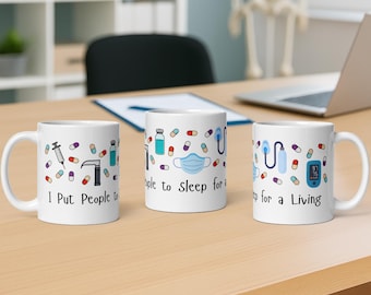 Anesthesia Coffee & Latte Mug for Anesthesiologist and CRNA | Nurse Anesthetist, SRNA Gift | Anesthesiology Resident, Med School Ceramic Cup