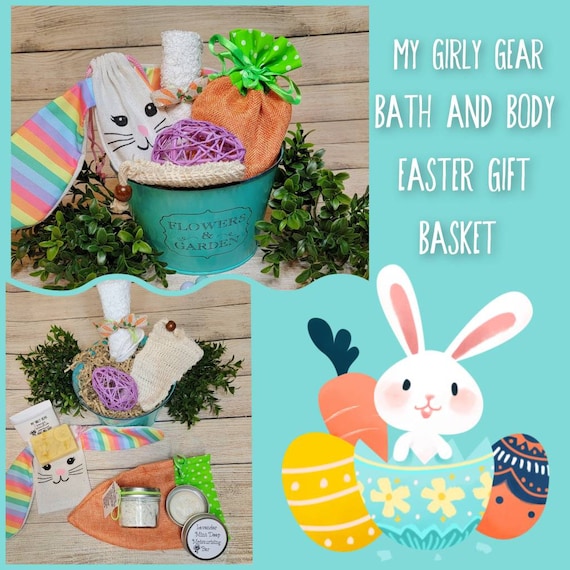 Easter bath and body gift basket gift for Mom girt for teens handmade soap, lotion, milk bath tea all natural products