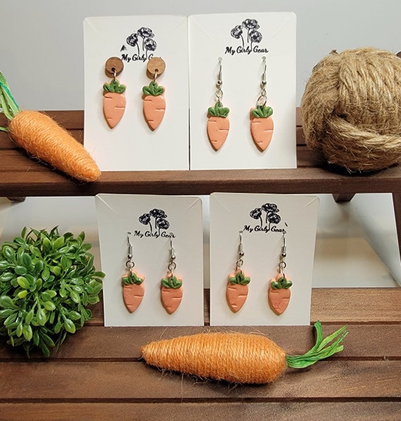 Carrot polymer clay handmade dangle  earrings