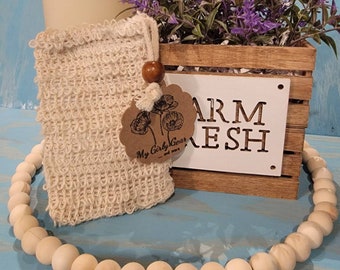 Soap saver loofah bag for bar soap keep soap dry between uses and get great exfoliation all in one bag. Ships free with any purchase