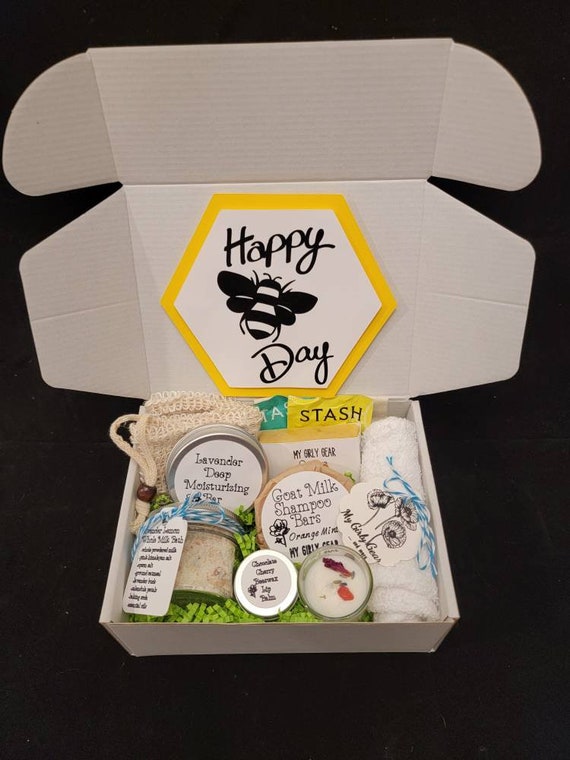 Bee Themed Bath & Body Gift Box: Handmade Soap, Lotion, Candle