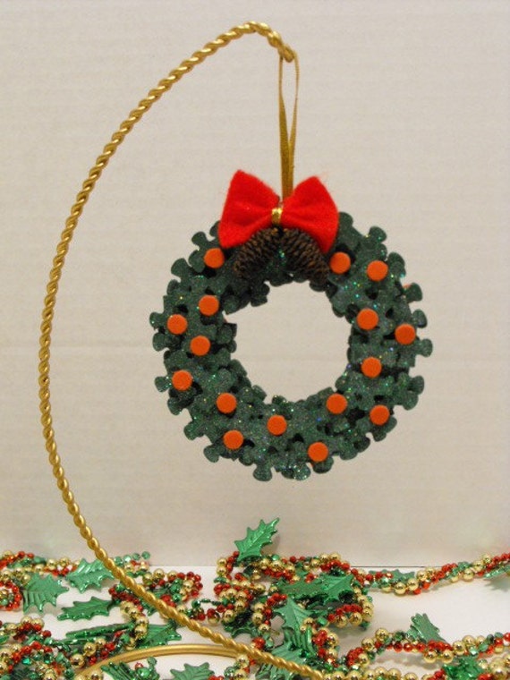 Unique Christmas Ornament Puzzle Piece Wreath