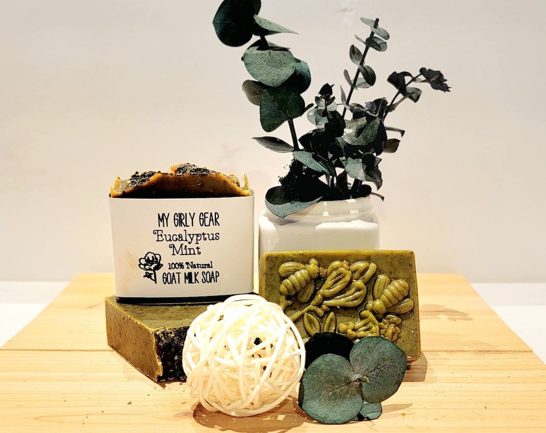 Eucalyptus Mint Goat Milk Soap Bar W/ Real Mint and Essential Oils and ...