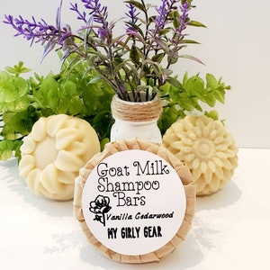 Goat Milk Shampoo Bars scented Vanilla Cedarwood all natural handmade cold process small batch shampoo bar scented with essential oils image 2