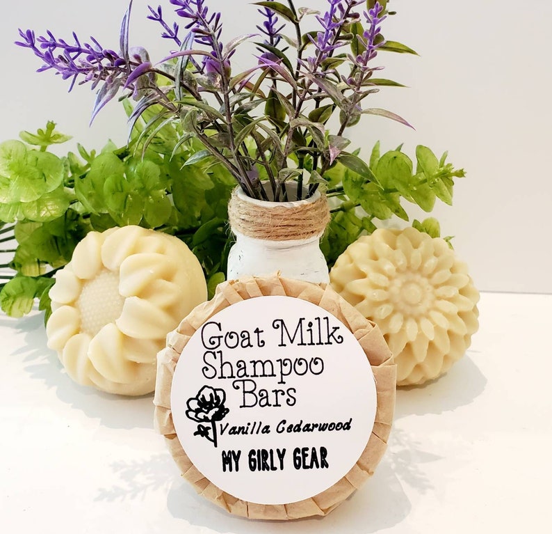 Goat Milk Shampoo Bars scented Vanilla Cedarwood all natural handmade cold process small batch shampoo bar scented with essential oils image 2