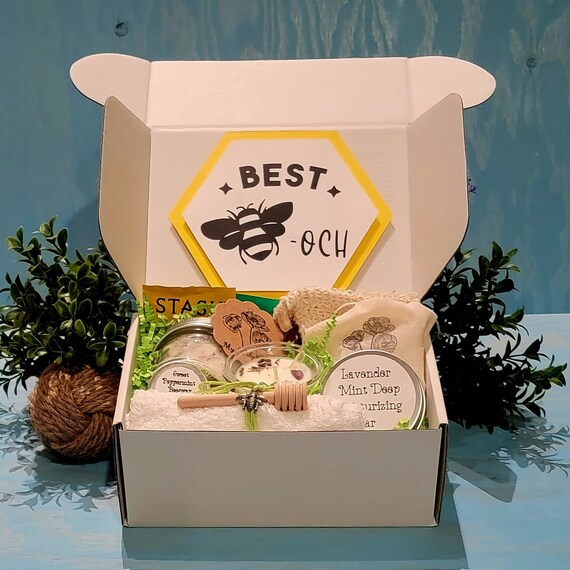Bee Themed Gift Box Handmade bath and body gift boxes All Natural Handmade skincare custom made with bar soap  lotion bar,  milk bath tea