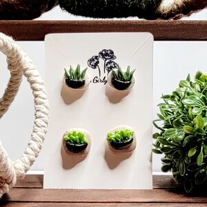 Handmade Plant Stud Earrings: Polymer Clay, Surgical Steel Posts