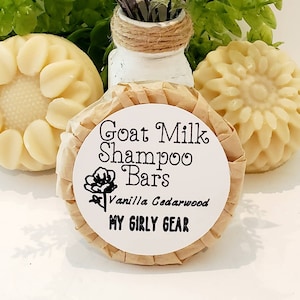 Goat Milk Shampoo Bars scented Vanilla Cedarwood all natural handmade cold process small batch shampoo bar scented with essential oils image 1