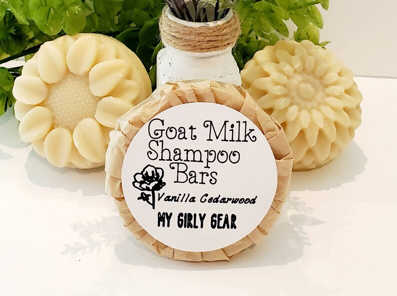 Goat Milk Shampoo Bars scented Vanilla Cedarwood all natural handmade cold process small batch shampoo bar scented with essential oils image 1