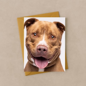 Big Smile | Dog | Pit Bull | Sending a Smile or Blank Inside 5x7 Greeting Card