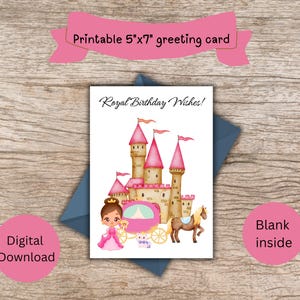 Koninklijke verjaardagswensen! Voor je prinses en haar verjaardag. Digitale wenskaart. Afdrukbaar.