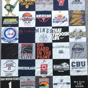T-Shirt Quilt, T-Shirt Memory Quilt, T-Shirt Logo Quilt, College Dorm Quilt, Dorm Room Quilt